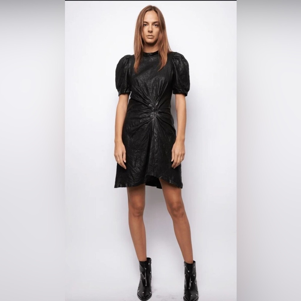 Zadig & Voltaire Rixe Lambskin Leather Mini Dress M NWT Flaw - Picture 6 of 12